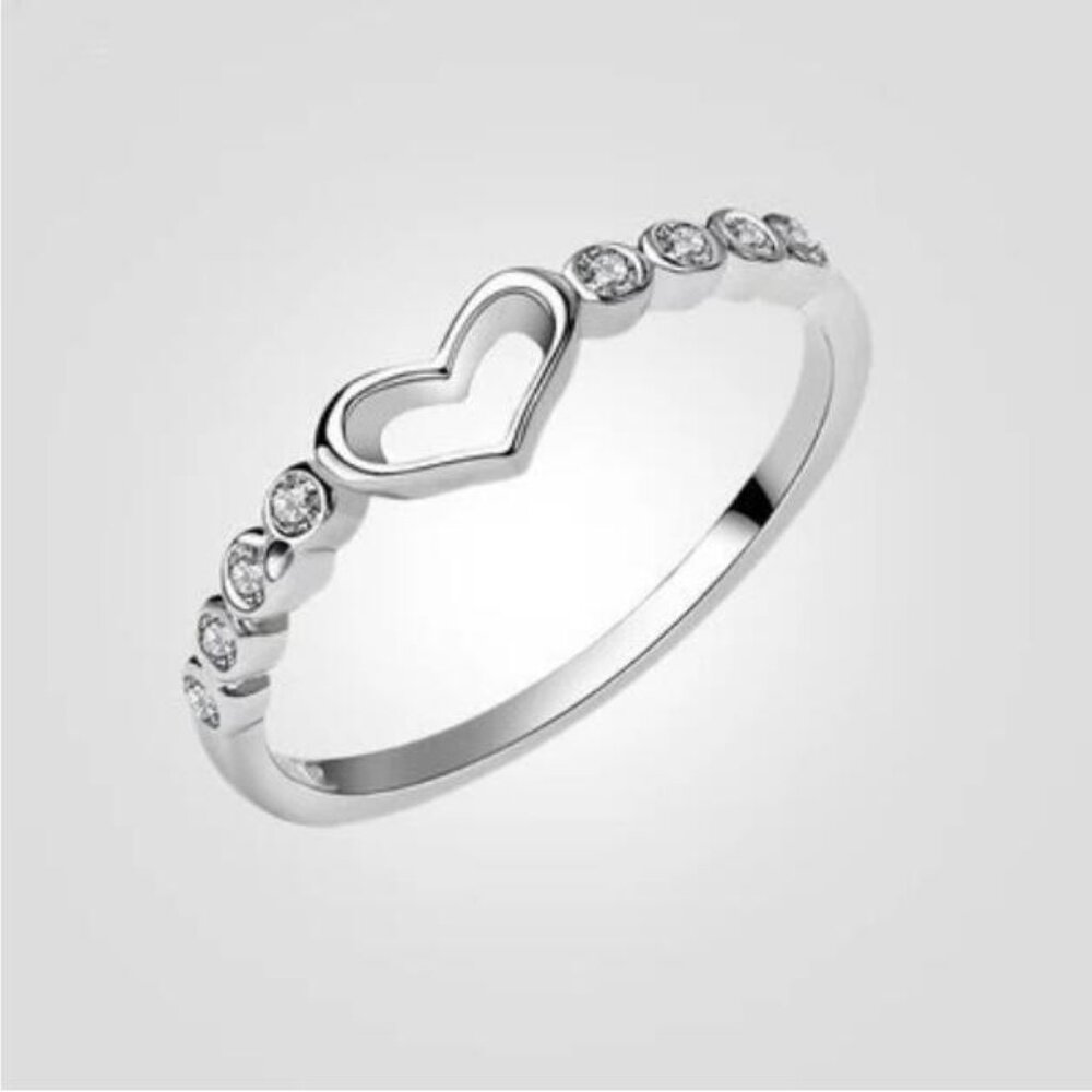 Super Lovely Heart Sweet Many Tiny Zircon Filled Silver Ring for Women, VIP459 - Picture 2 of 8